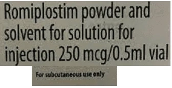 Romiplostim: A lyophilized, solid white powder