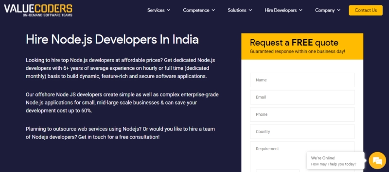 Hire Dedicated Node JS Developers from India