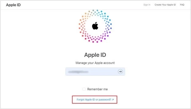 How do I access iforgot.apple.com on my mobile device?