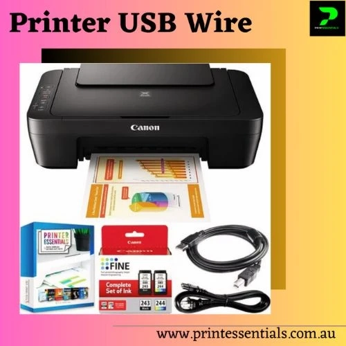 Essential Printer Accessories: Canon Ink Cartridges, USB Cable, and Laser Printer Ink