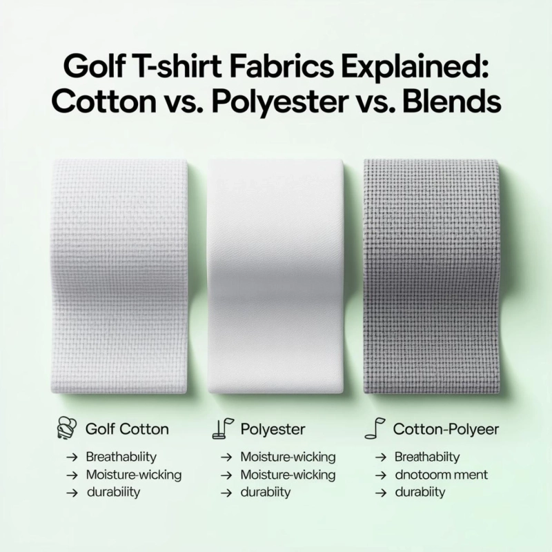 Golf T-Shirt Fabrics Explained: Cotton vs. Polyester vs. Blends