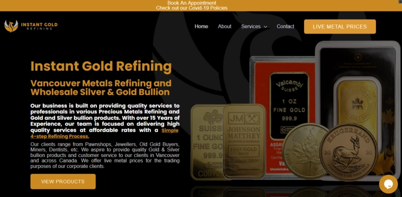 Vancouver Bullion Exchange Rates