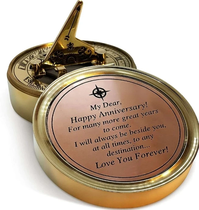 Personalized Anniversary Gift: Brass Sundial Compass – A Timeless Romantic Gift Idea