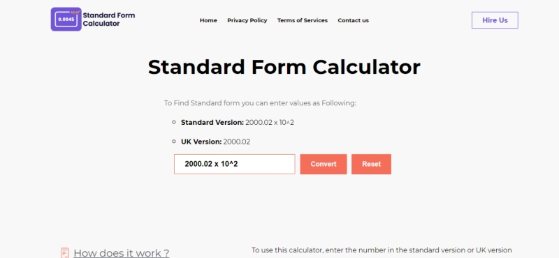 Best online Standard form calculator