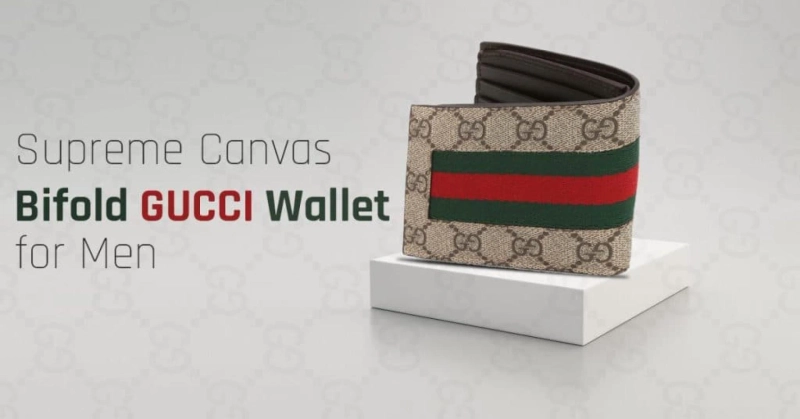 Supreme Canvas Bifold Gucci Wallet for Men