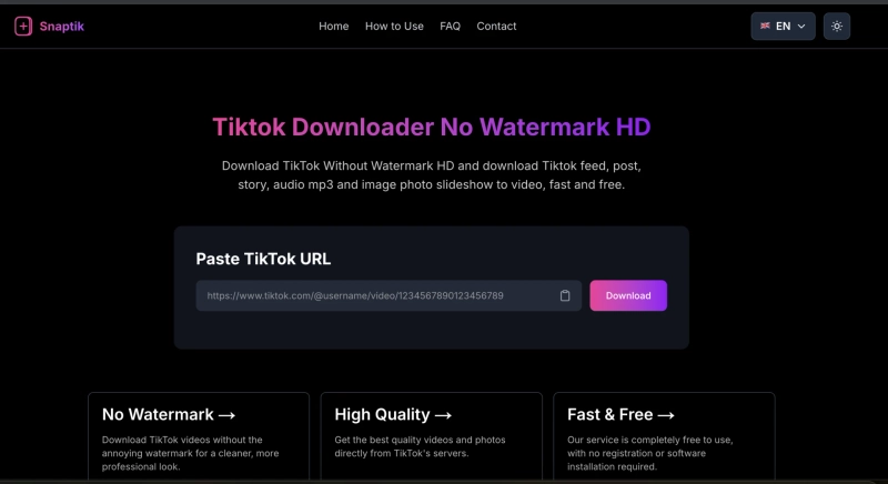 Download TikTok Videos Without Watermark in HD Using Snaptik.fit