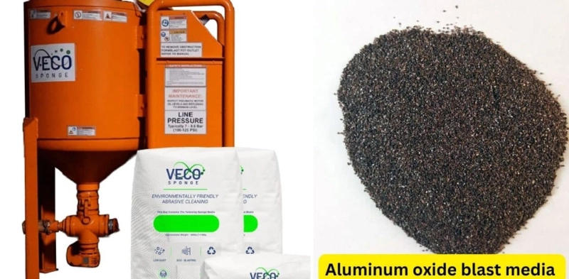 What type of aluminum oxide blast media is suitable for metal finishing?