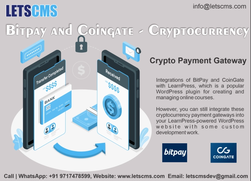 Cryptocurrency Payments Via CoinGate and Bitpay in LearnPress, WordPress Plugins