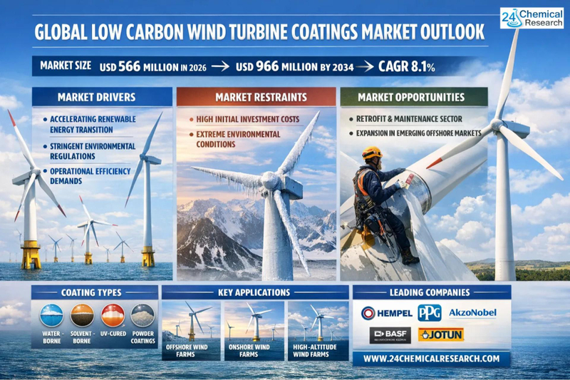 Global Low Carbon Wind Turbine Coatings Market to Reach $966 Million by 2034, Fueled by Renewable Energy Expansion and Environmental Regulations