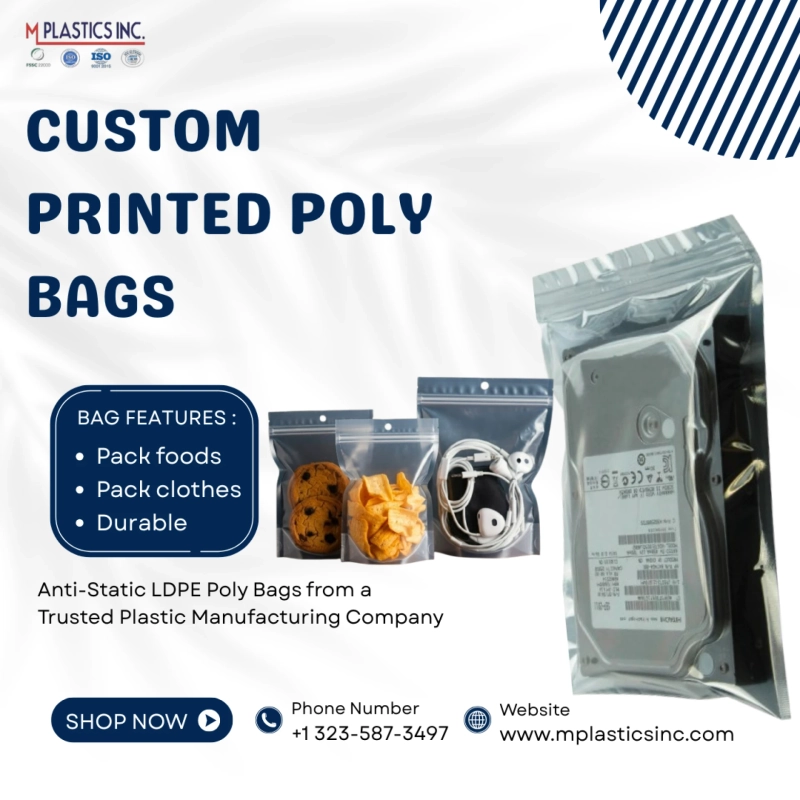Custom printed poly bags for clothing and food packaging !