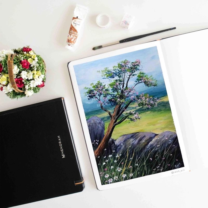 FOREST PAINTING FOR BEGINNERS WITH EASY STEPS