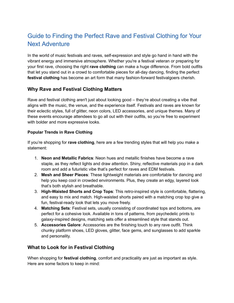 Ultimate Guide to Rave and Festival Clothing