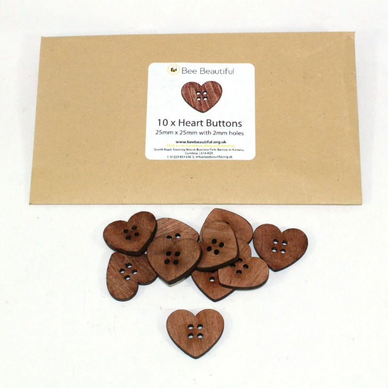Buy Bee Beautiful Heart Shaped Wooden Buttons