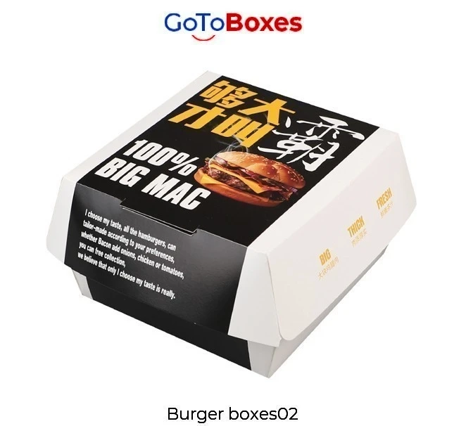 Get Custom Burger Boxes wholesale at GotoBoxes