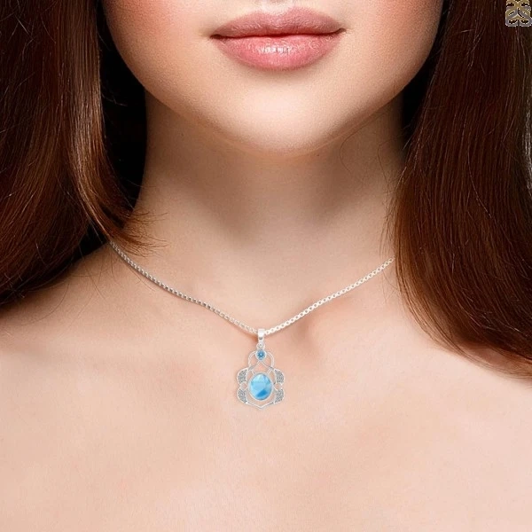 Beautiful 925 Sterling Silver Larimar Gemstone Jewelry