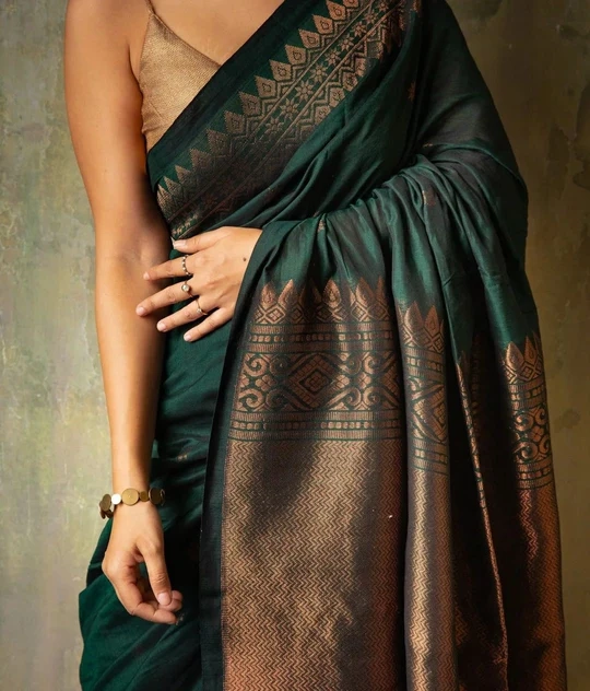 A Story Woven in Green: The Timeless Charm of a Soft Silk Saree