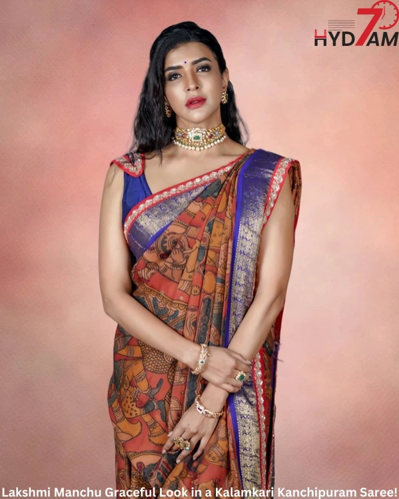 Lakshmi Manchu Graceful Look in Kalamkari Kanchipuram Saree!