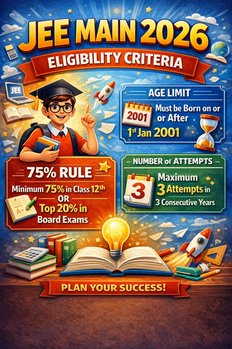 JEE Main 2026 Eligibility Criteria: 75% Rule, Age Limit, and Number of Attempts