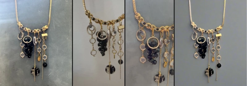 Eyes on Black Cluster Charm Necklace | Sustainable Vintage Jewellery by Regilt