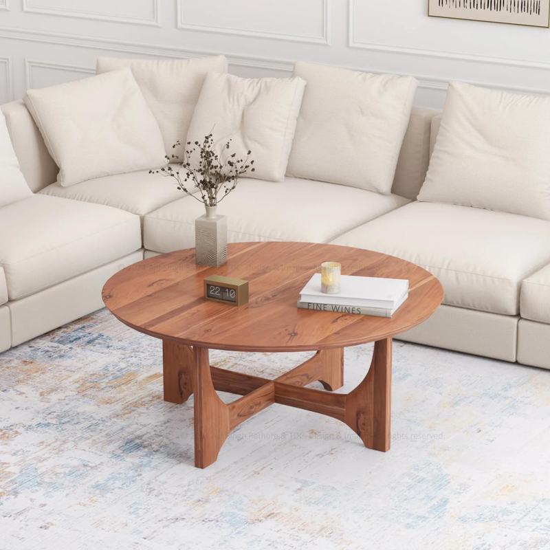 Passaic Solid Wood Round Coffee Table | The Rural Art