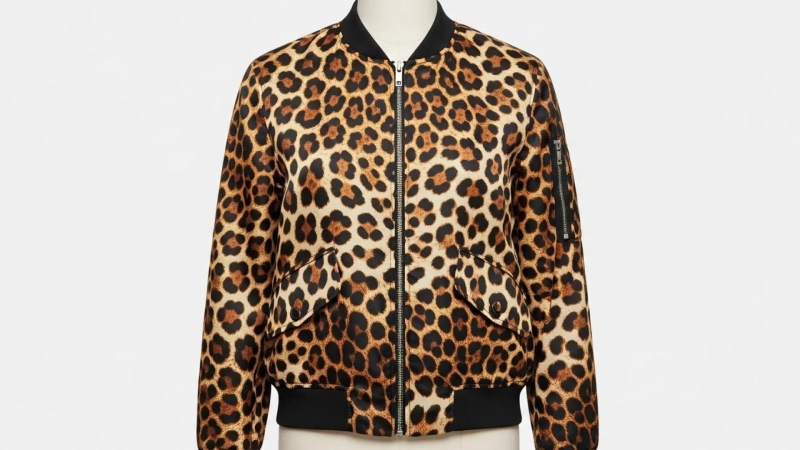 Leopard Print Bomber Jacket  A Fresh Take on Style and Custom Printed Wholesale Fashion