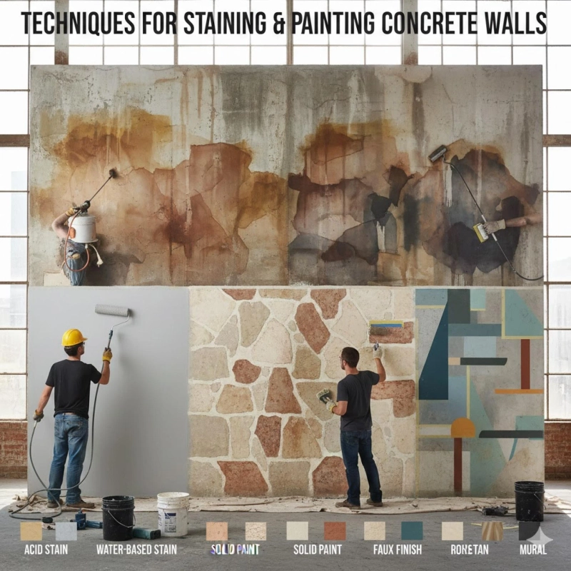 Techniques for Staining and Painting Concrete Walls