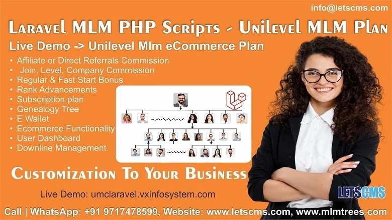 Laravel Mlm PHP Scripts — Unilevel Multi-Level Marketing eCommerce Website for a cheap price