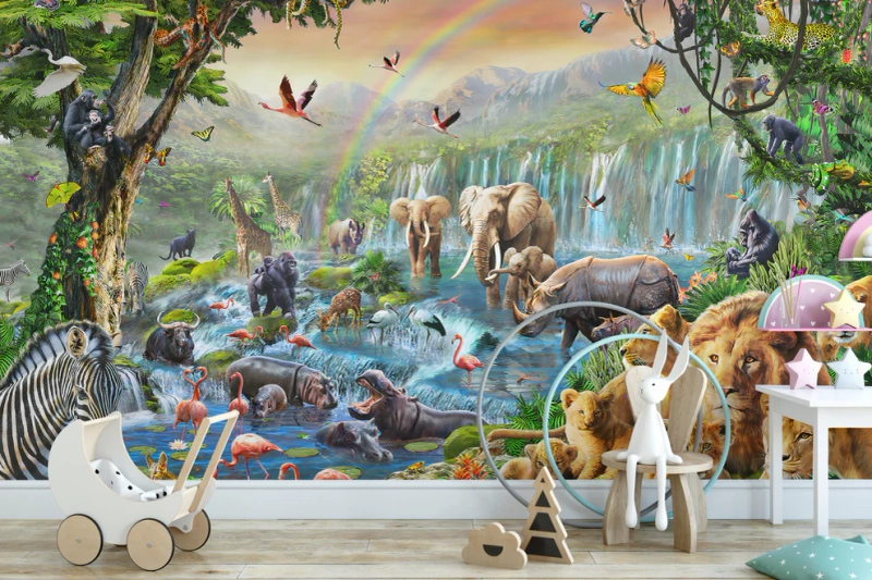 Ferociously Fun Jungle Wallpaper for a Playful Kids’ Room