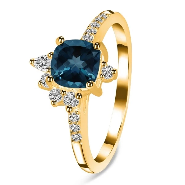 Buy London Blue Topaz Ring With Ethnic Design For Girls