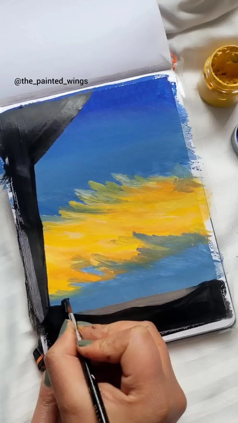 VIEW FROM WINDOW PAINTING WITH GOUACHE FOR BEGINNERS