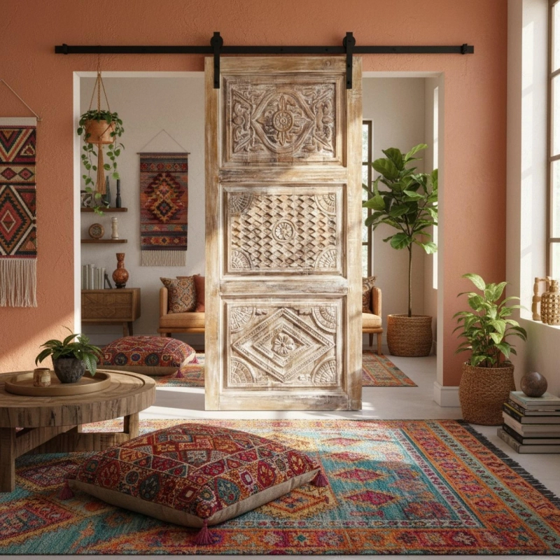 Carved Barn Doors: A Statement Piece for Your Library and Home Studio