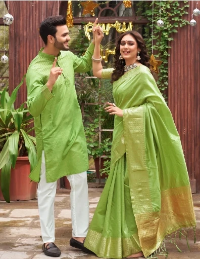 Embrace Tradition with Archittam Fashion’s Couple Set Saree and Kurta