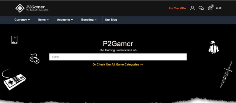Buy, sell, and trade game currency in p2gamer