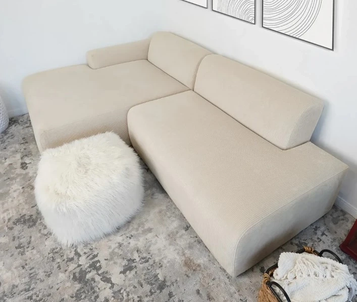 The Mar Sectional Cream Velvet Sofa Left Facing Advantage